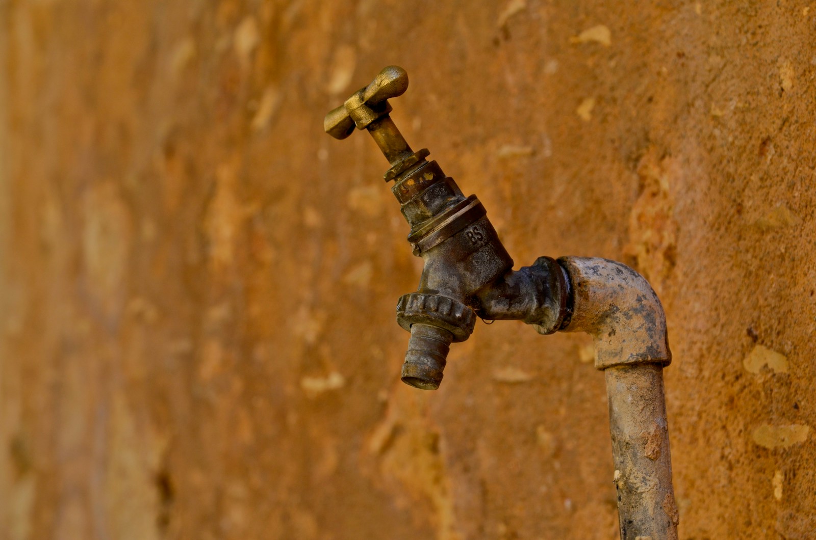 selective focus photography of brown faucet